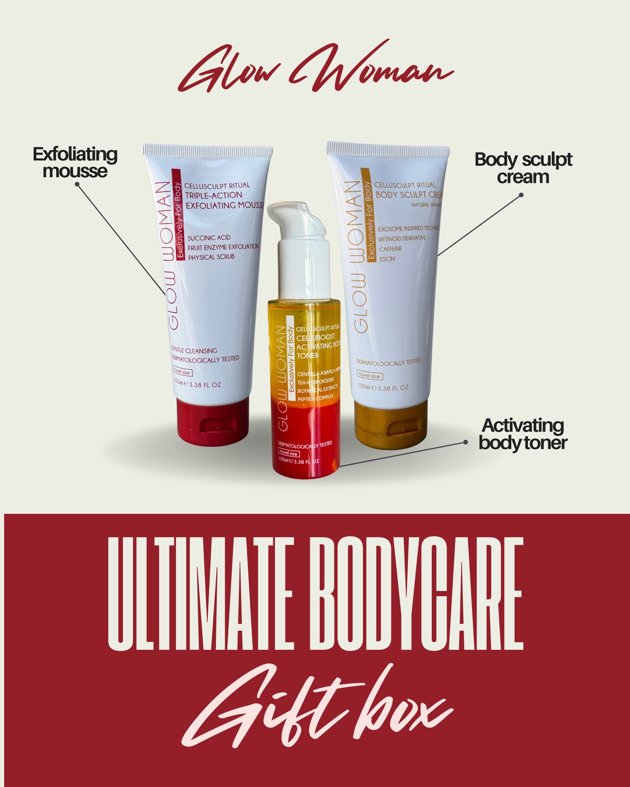GlowWoman Cellusculpt Ritual - Total Body Contouring Combo 3x 100ml